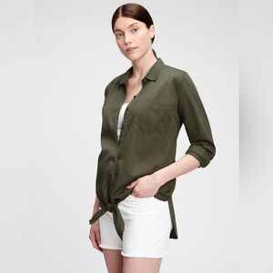 Gap Maternity Tie Front Button Down Shirt in Tencel